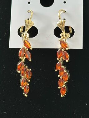 Gold-Filled Orange Marquise Drop Earrings